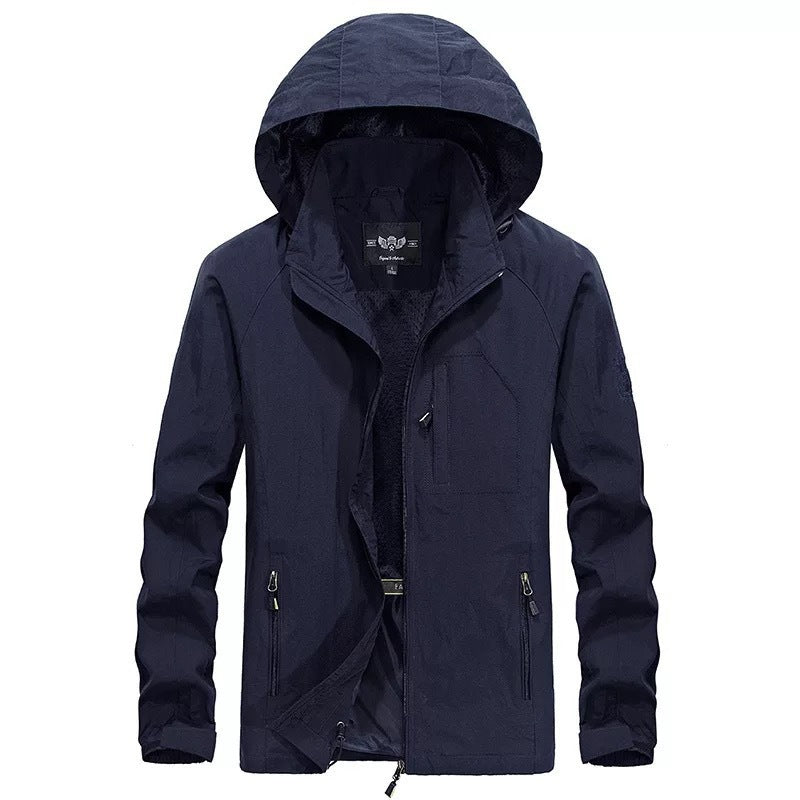 Herren leichter winddichter Shell‑Hoodie mit Mesh‑Futter, Kapuze und verstellbarem Saum Echoarchiv