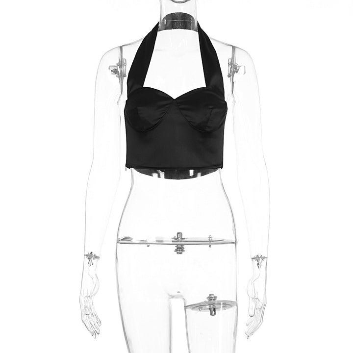 Damen Stylisches Cropped Top mit Halterhals und Bügeln Echo Archiv