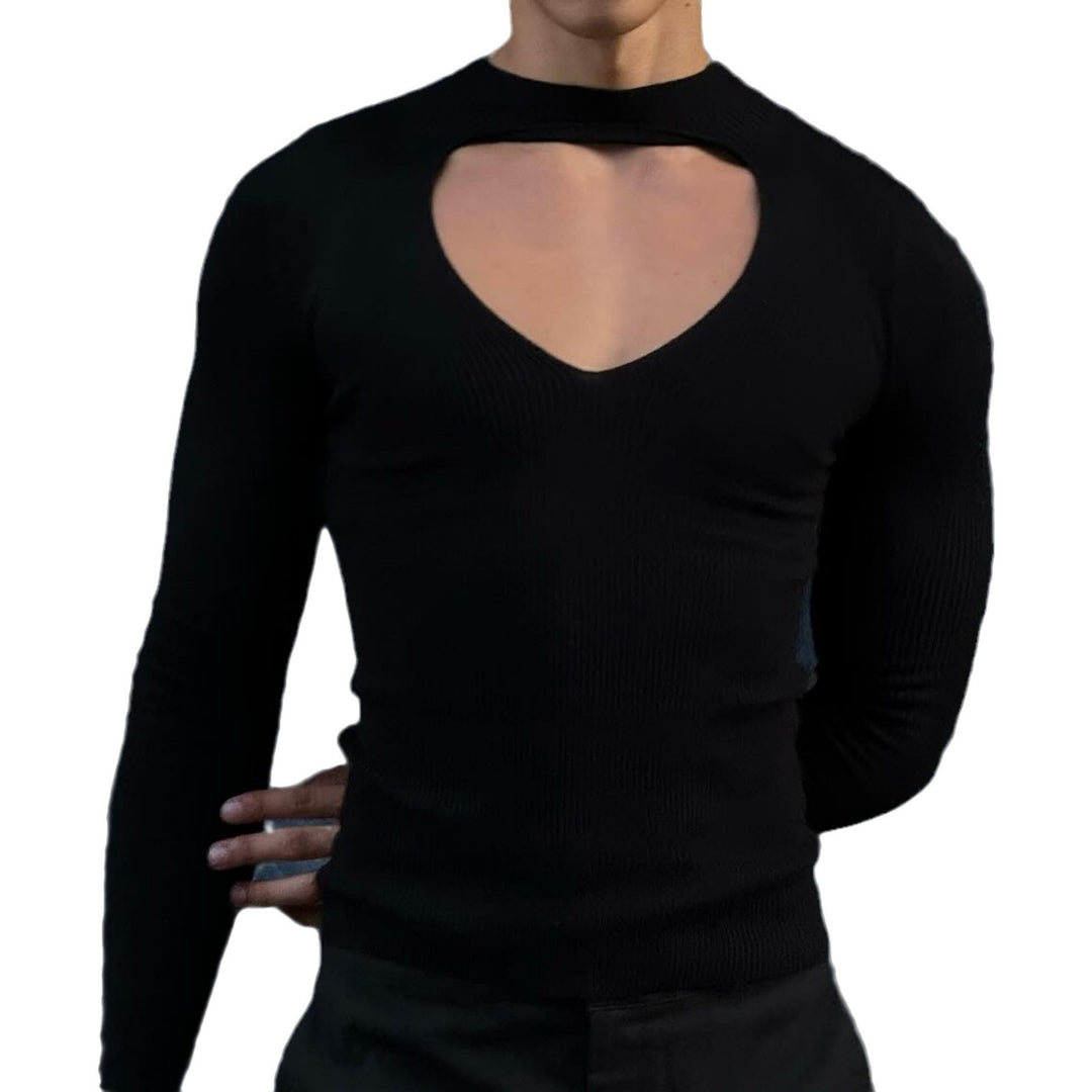 Damen nan figurbetontes Langarm-Top mit Cut-Out und Stehkragen Echo Archiv