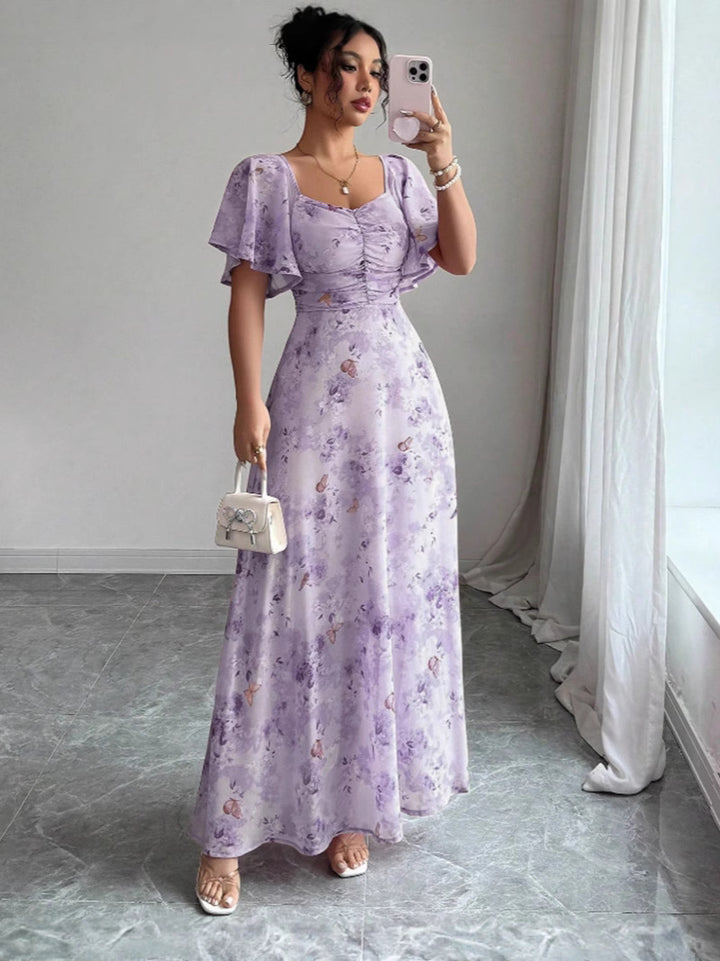 Damen Maxikleid mit fließendem Schnitt und romantischem Blumenmuster Echo Archiv
