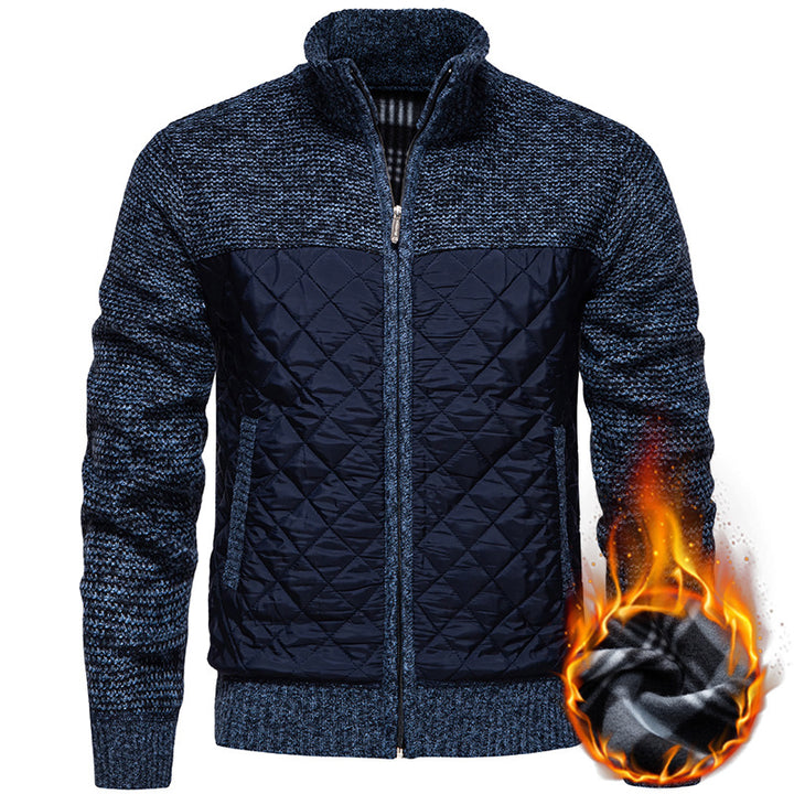 Herren Gestepptes Hybrid-Strickjacke mit Stehkragen und durchgehendem Reißverschluss Echo Archiv