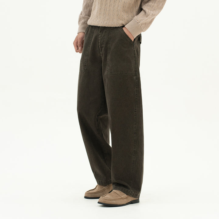 Damen Utility-Denimhose mit hoher Taille, extra weitem Bein und aufgesetzten Taschen Echoarchiv