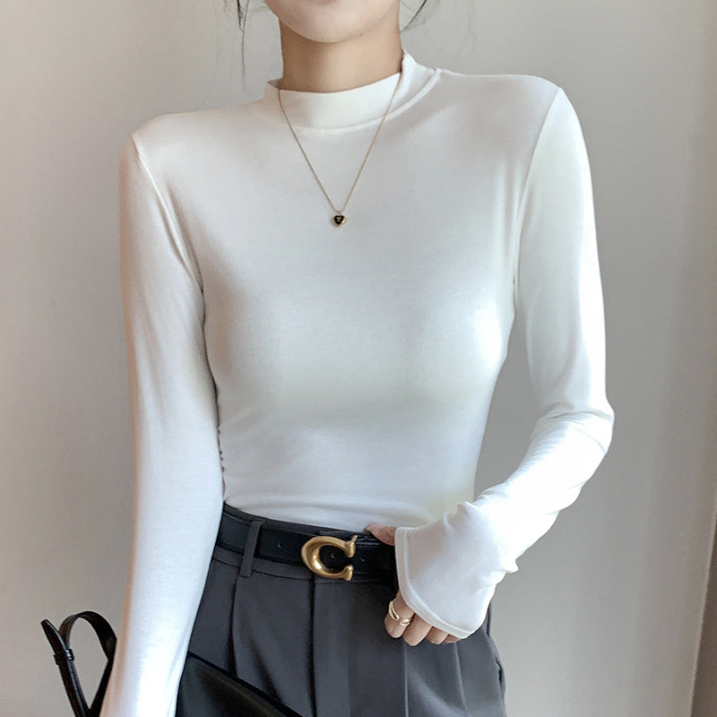 Damen Elegantes Langarmshirt mit hohem Kragen aus weichem Material Echo Archiv