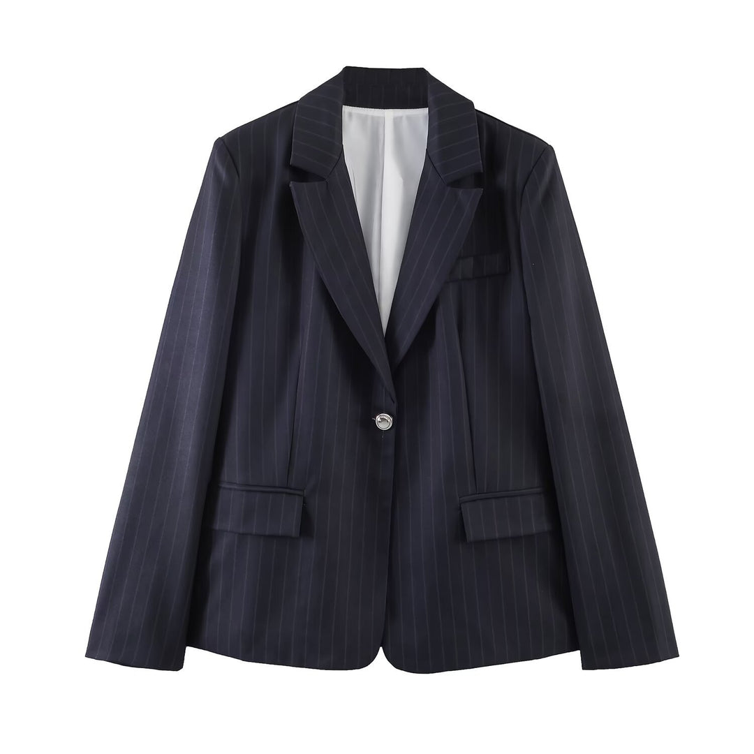 Damen Nadelstreifen-Blazer mit Taillierungsnähten und Ein-Knopf-Verschluss Echo Archiv