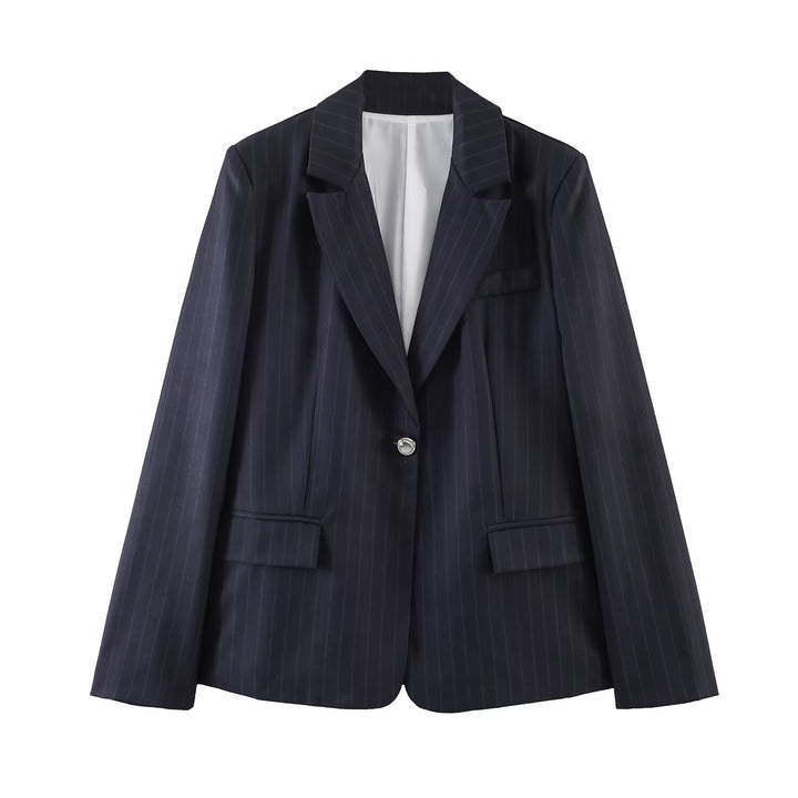 Damen Nadelstreifen-Blazer mit Taillierungsnähten und Ein-Knopf-Verschluss Echo Archiv