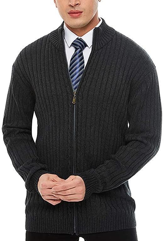 Herren Strickjacke mit hochgeschlossenem Kragen und Reißverschluss Echoarchiv