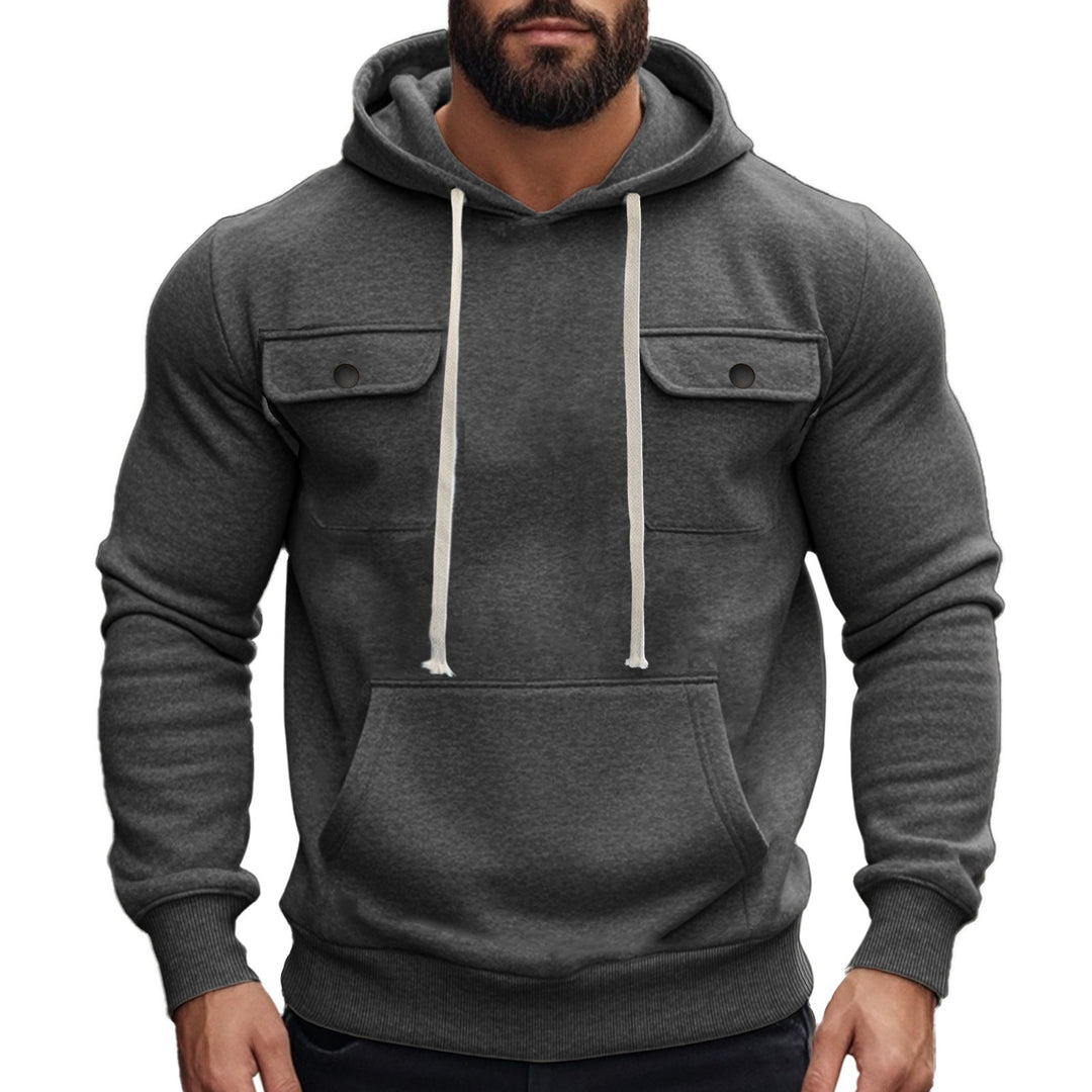 Herren modischer Kapuzenpullover mit praktischen Brusttaschen und Struktur Echoarchiv