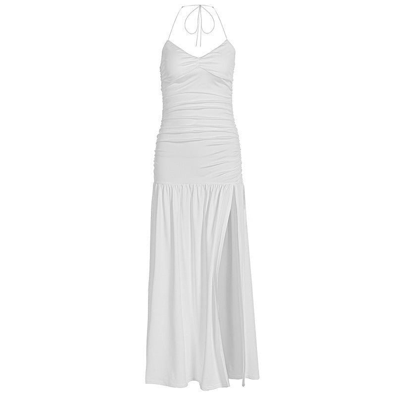 Damen Maxikleid mit raffinierten Rüschen und hohem Schlitz Echo Archiv