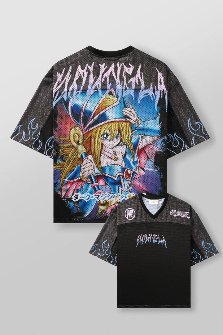 Unisex nan atmungsaktives Netz-Jersey mit großflächigem Anime-Print und V-Ausschnitt Echo Archiv