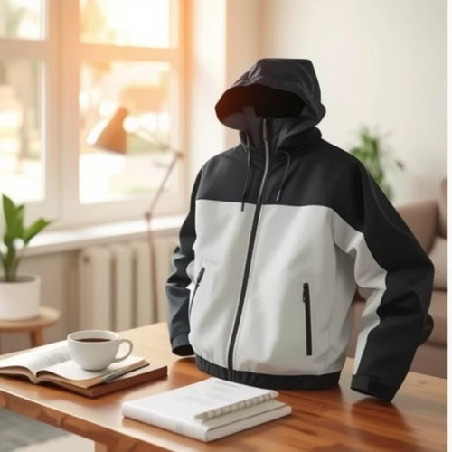 Herren Leichte zweifarbige Softshell-Hoodiejacke mit Kapuze, Reißverschlusstaschen und elastischem Saum Echoarchiv