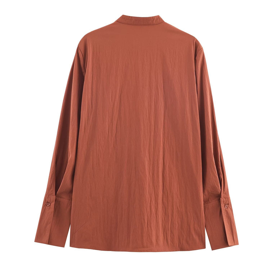 Damen Oversize Hemdbluse mit Mandarinkragen und durchgehender Knopfleiste Echo Archiv
