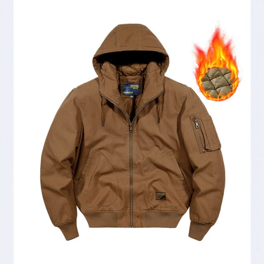 Herren Kapuzen-Bomberjacke mit gesteppter Thermo-Innenfüllung und robustem Canvas-Außenmaterial Echo Archiv