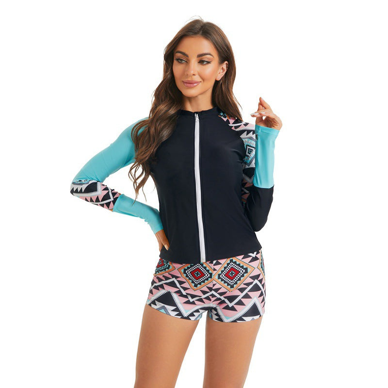Damen Rashguard-Oberteil mit sportlichem Design und grafischem Print Echo Archiv