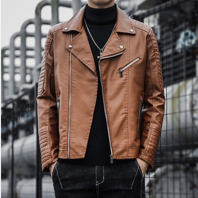 Herren Leder-Motorradjacke mit gesteppter Schulterpartie und praktischen Reißverschlusstaschen Echoarchiv