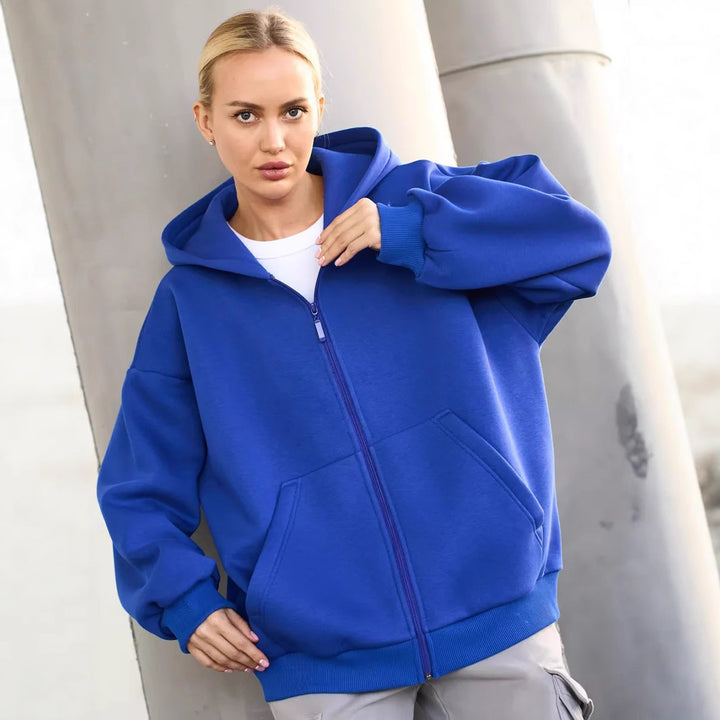 Damen Bequemer Fleece-Kapuzenjacke Echo Archiv