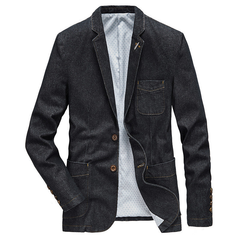Herren Jeansblazer im Casual-Look mit aufgesetzten Taschen und Kontrastnähten Echoarchiv