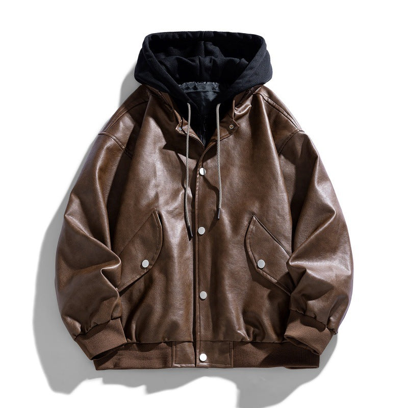 Herren Bequeme Kunstleder-Bomberjacke Echo Archiv