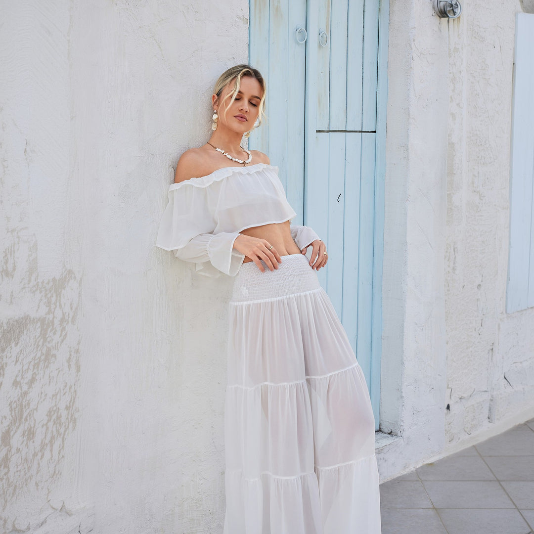 Damen lässiges Crop-Top und Maxirock Set Echo Archiv
