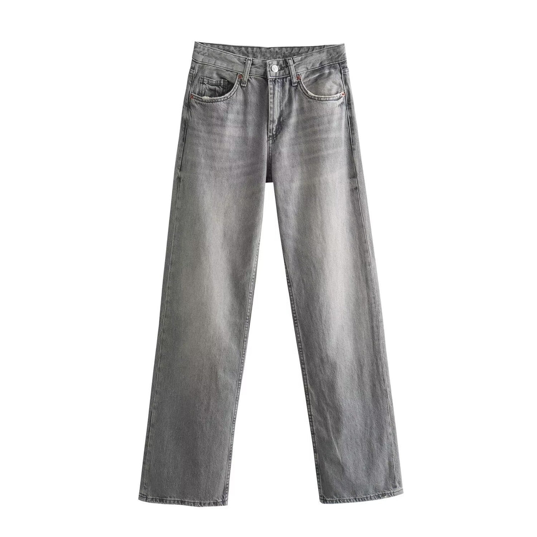 Damen Highwaist-Jeans mit geradem Bein, Five‑Pocket‑Schnitt und Vintage‑Waschung Echo Archiv