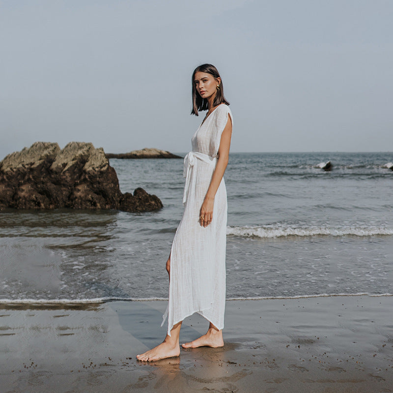 Damen luftiges Strandkleid mit Bindegürtel Echo Archiv