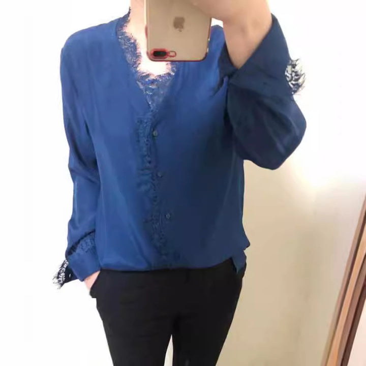 Damen Elegante Bluse mit Spitzenverzierung Echoarchiv