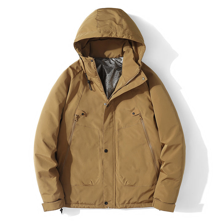 Herren Leichte Kapuzenjacke aus Softshell mit Thermofutter und minimalistischen Reißverschlusstaschen Echo Archiv