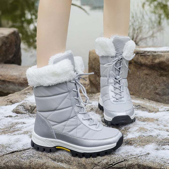 Damen Winterstiefel mit Kunstfellkragen, gesteppter Schaft und profilierter Thermosohle Echoarchiv