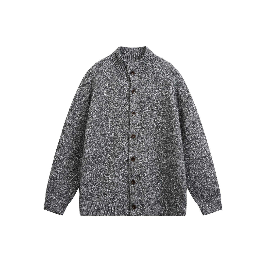 Damen Oversize-Strickjacke mit hochgezogenem Rippkragen und Holzknopfverschluss Echoarchiv