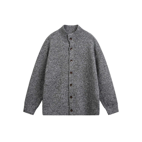 Damen Oversize-Strickjacke mit hochgezogenem Rippkragen und Holzknopfverschluss Echoarchiv