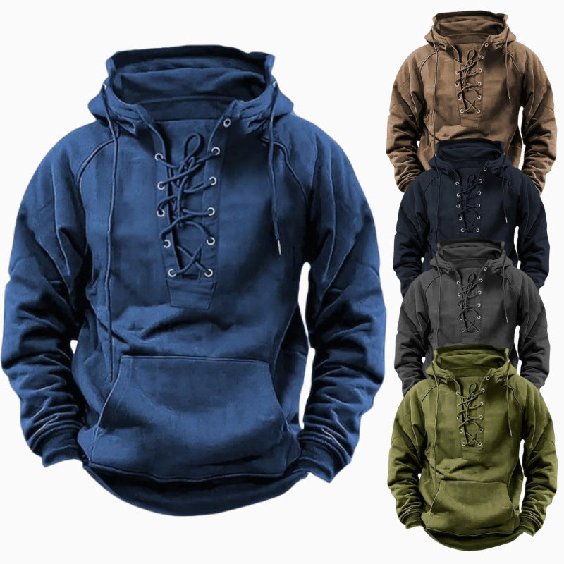 Herren Kapuzenpullover mit modischem Schnürdesign Echoarchiv