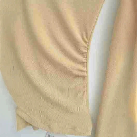 Damen Asymmetrisches tailliertes Langarm-Top mit Wickelschal, ausgestellten Volantärmeln und Stufenpeplum Echoarchiv