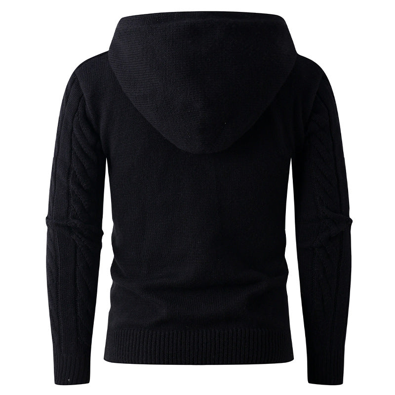 Herren Strickjacke mit Kapuze und modernem Zopfmuster Echoarchiv