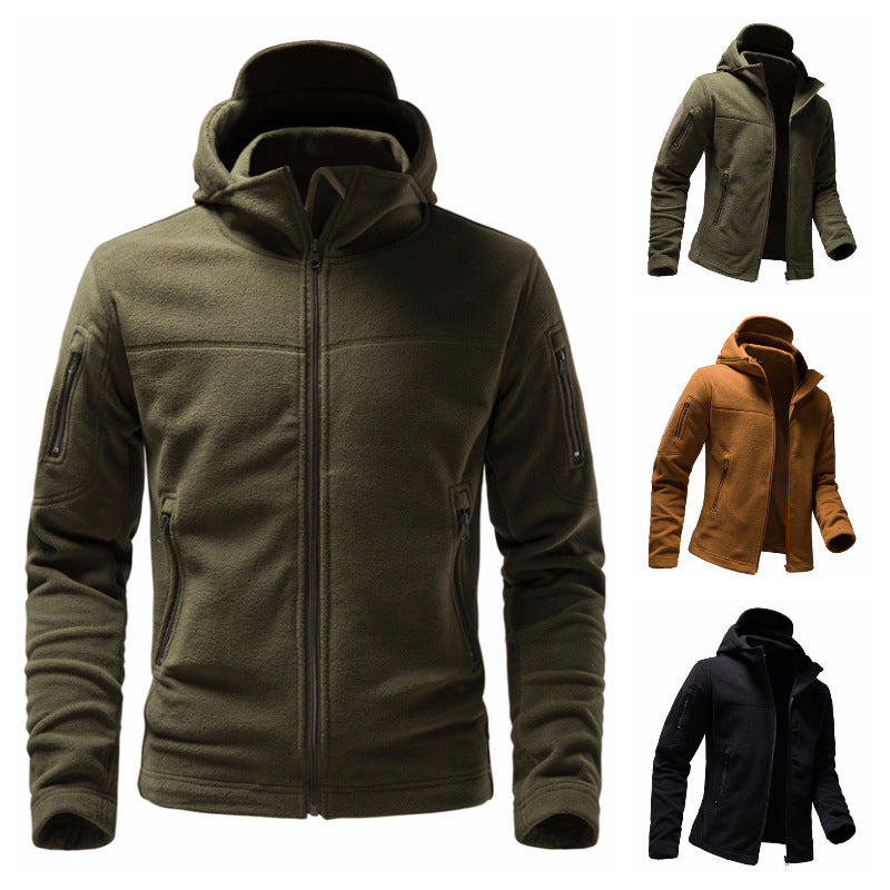 Herren Fleecejacke mit Kapuze und funktionalen Taschen Echoarchiv