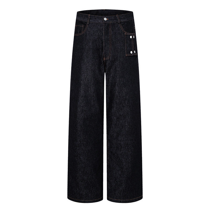 Damen Hochtaillierte Wide‑Leg Jeanshose mit Utility‑Tasche Echoarchiv