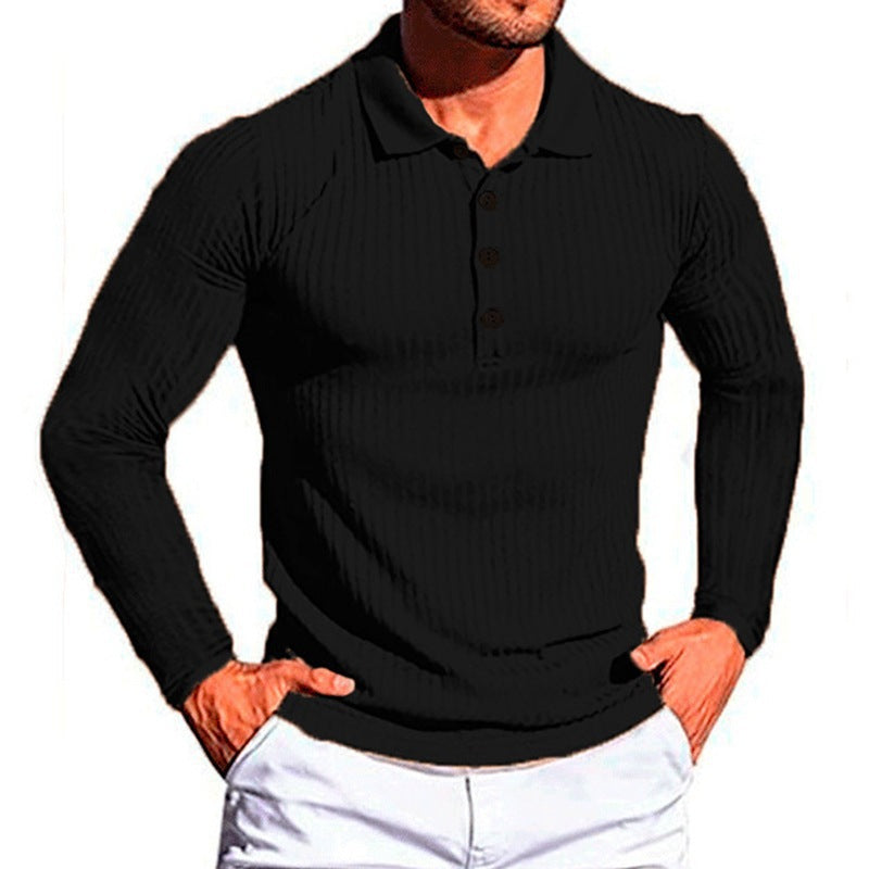 Herren Langarm Poloshirt mit strukturiertem Design Echoarchiv
