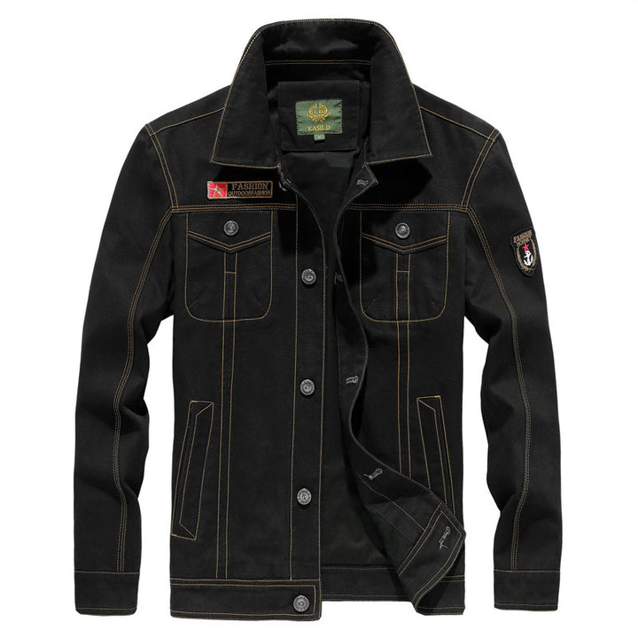 Herren Canvas-Utility-Jacke mit Brustpattentaschen und Badge-Applikationen – Taviero