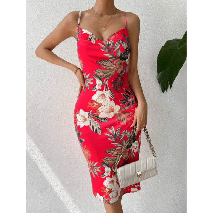 Damen Sommerliches Etuikleid mit floralem Design und Spaghetti-Trägern Echo Archiv