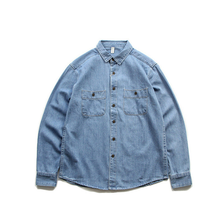 Herren Denim-Worker-Hemdjacke mit Brusttaschen und lockerer Passform Echoarchiv