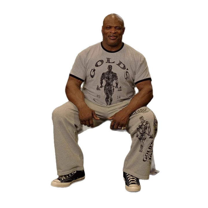 Herren nan Vintage Trainingsshirt mit Rundhalsausschnitt Kontrastbündchen und Retro-Bodybuilding-Druck Echo Archiv