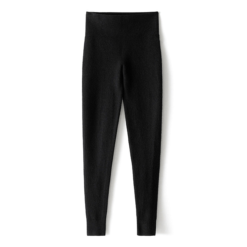 Damen Thermo-Feinstrick-Leggings mit hoher Taille und geripptem Knöchelabschluss Echoarchiv