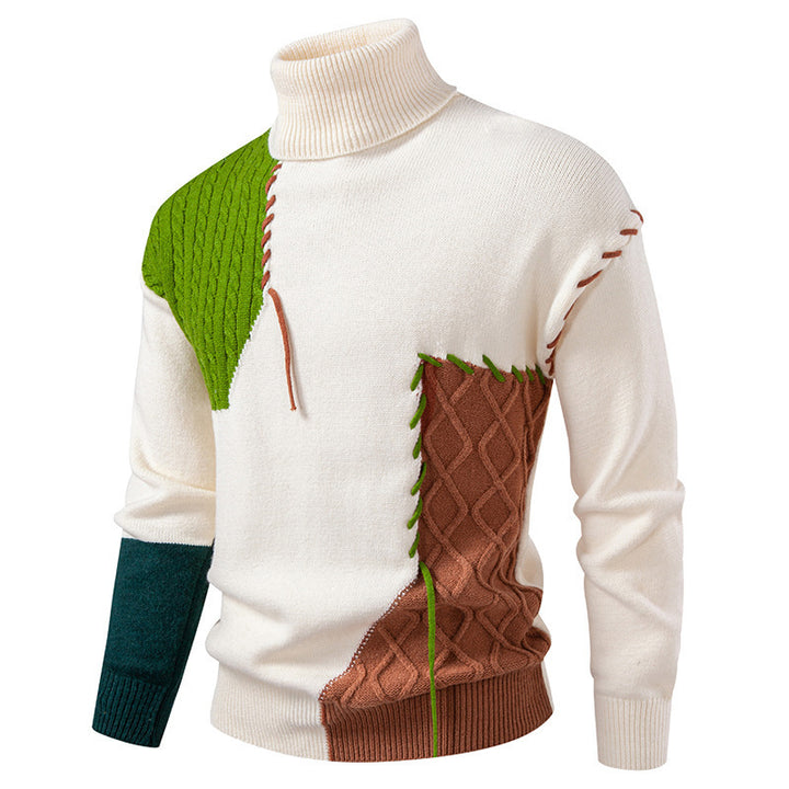 Herren Rollkragenpullover mit einzigartigem Strickdesign Echoarchiv