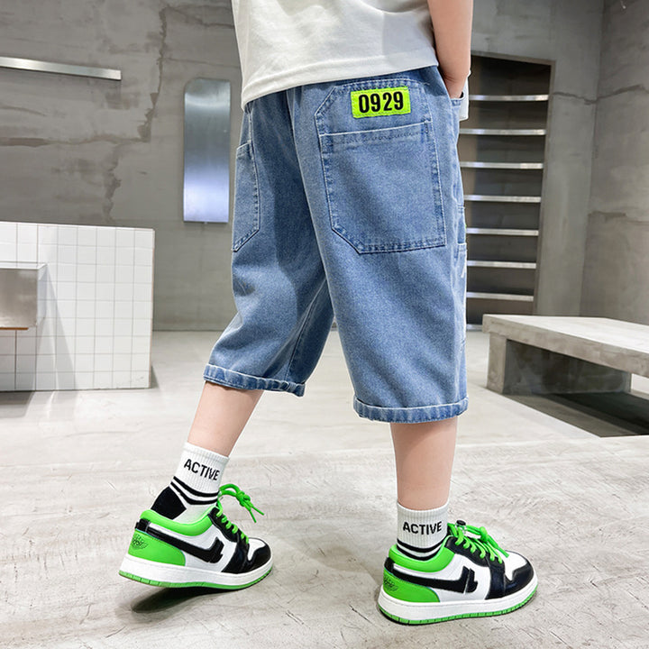 Jungen lässige Denim-Shorts mit grafischen Details Echo Archiv