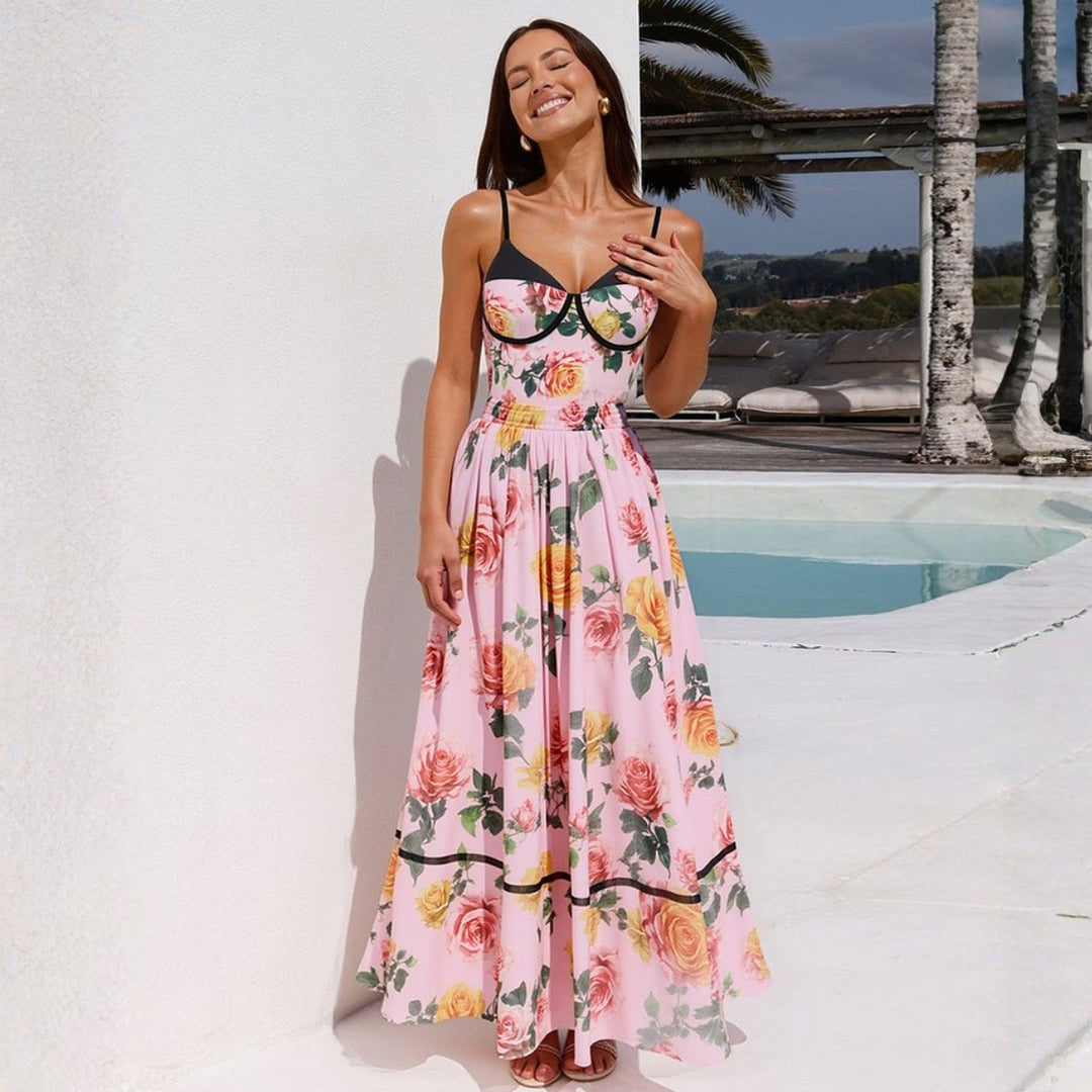 Damen Einseitiger Badeanzug mit floralem Drapierungsdesign Echo Archiv