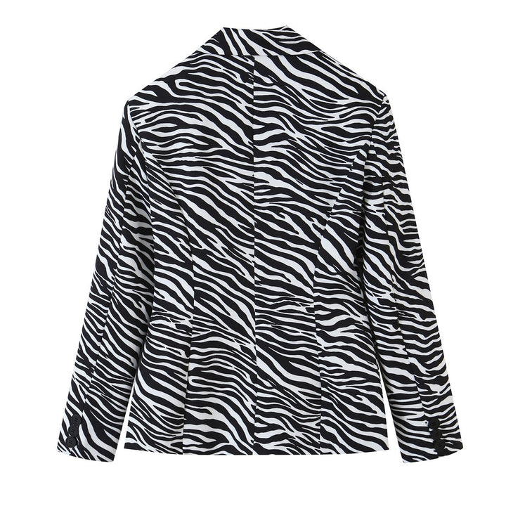 Damen Zebra-Print Blazer im Tailoring-Look mit Doppelreiher und figurbetonter Taille Echo Archiv