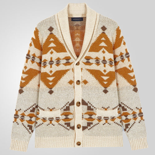 Herren Strickjacke mit geometrischem Muster und einem weichen, wärmenden Futter Echoarchiv