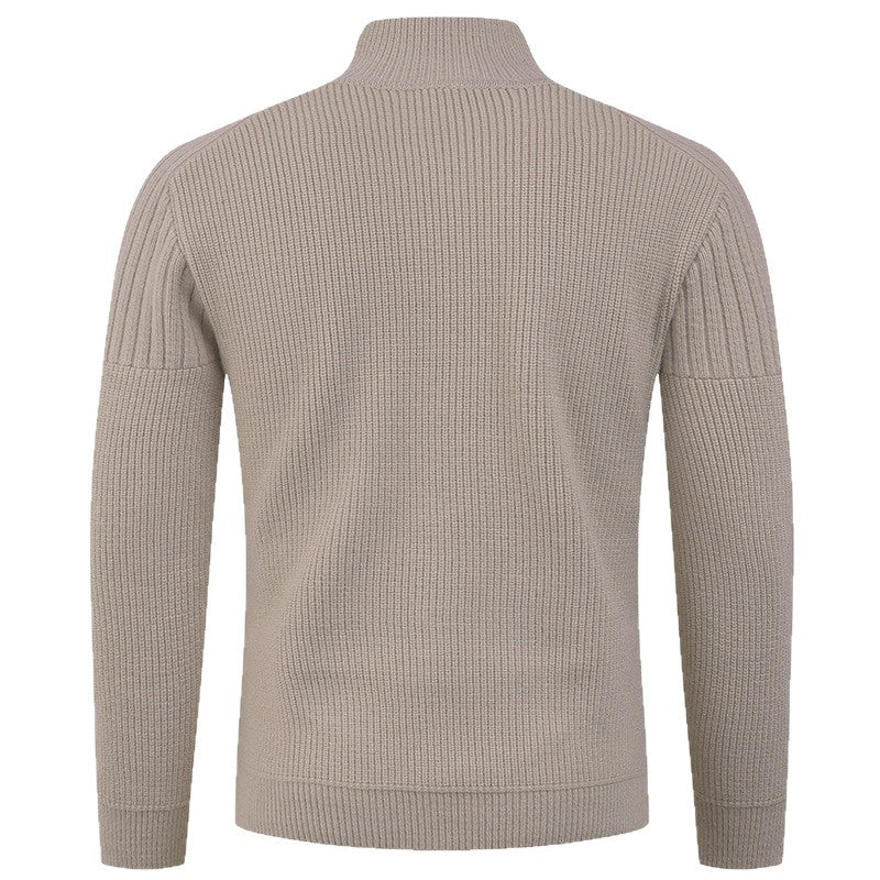 Herren Strickpullover mit hohem Kragen und Knopfdetails Echoarchiv