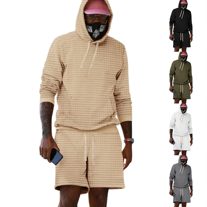 Herren lässiger Kapuzenpullover und Shorts Set aus atmungsaktivem Material Echoarchiv