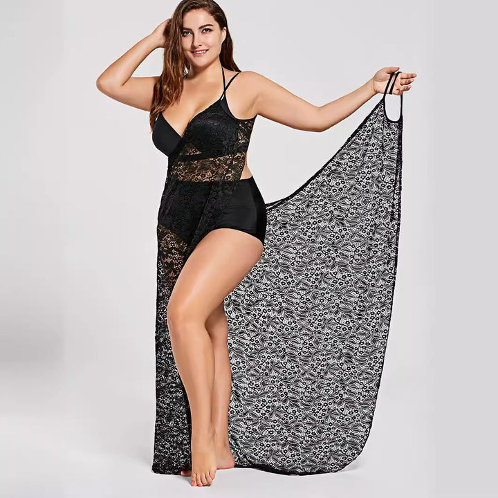 Damen eleganter durchsichtiger Spitzen-Strandüberwurf Echo Archiv