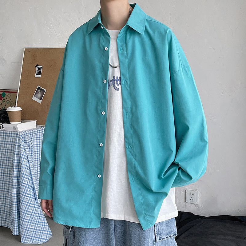 Herren nan leichtes Overshirt-Hemdjacke aus Baumwollmix mit verdeckter Knopfleiste, überschnittener Schulter und abgerundetem Saum Echo Archiv