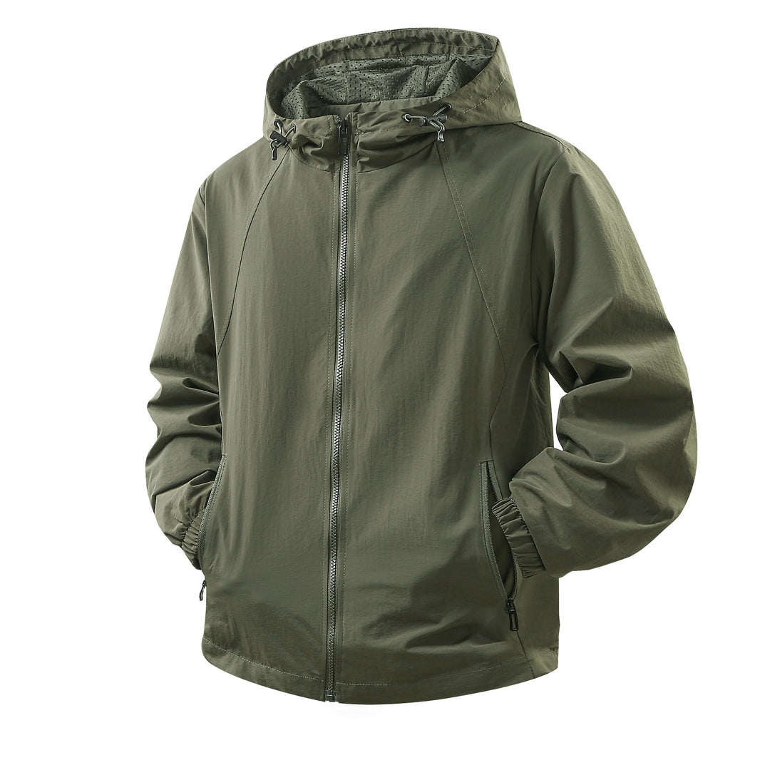 Herren Leichte atmungsaktive Kapuzen-Windjacke mit Mesh-Innenfutter und Reißverschlusstaschen Echo Archiv